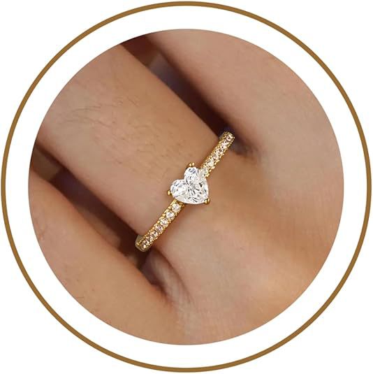Damen Ring mit Herzschliff und glitzernden Zirkonia-Elementen Shop Nory
