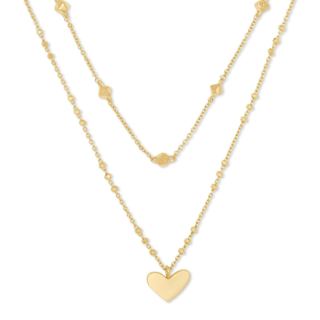 Damen Halskette mit mehrlagigem Design und Herzanhänger Shop Nory
