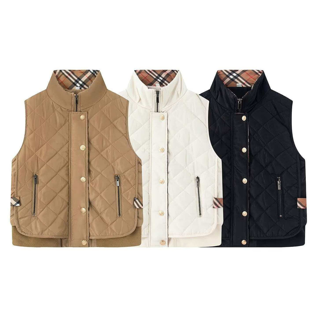 Damen Gestepptes ärmelloses Bodywarmer mit Stehkragen, Reißverschluss, Druckknopfleiste und geripptem Saum Shop Nory