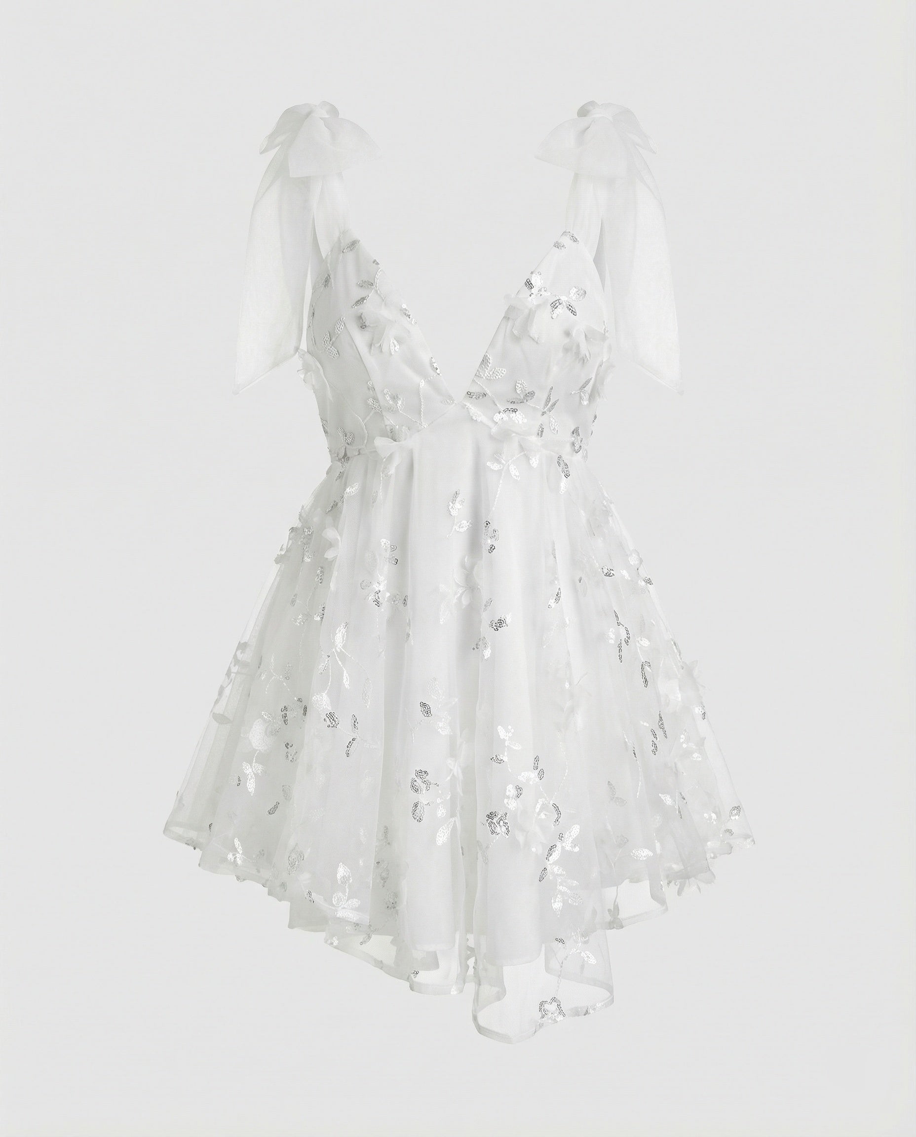 Damen Tüll Minikleid mit 3D-Blumen