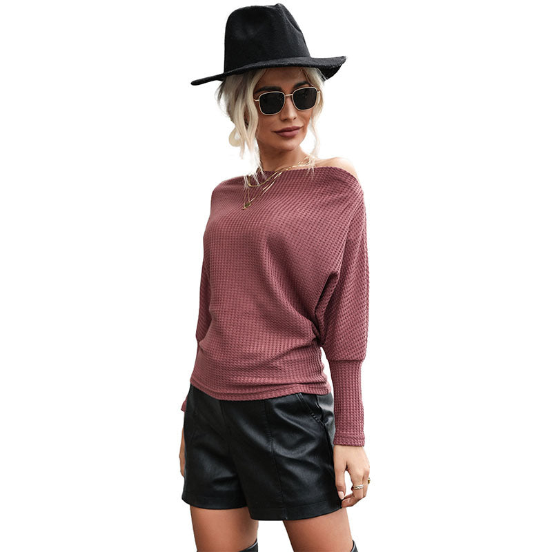 Damen Off-Shoulder Strukturstrickpullover mit weitem Carmenausschnitt Shop Nory