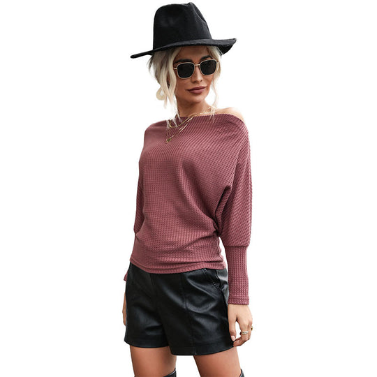 Damen Off-Shoulder Strukturstrickpullover mit weitem Carmenausschnitt Shop Nory