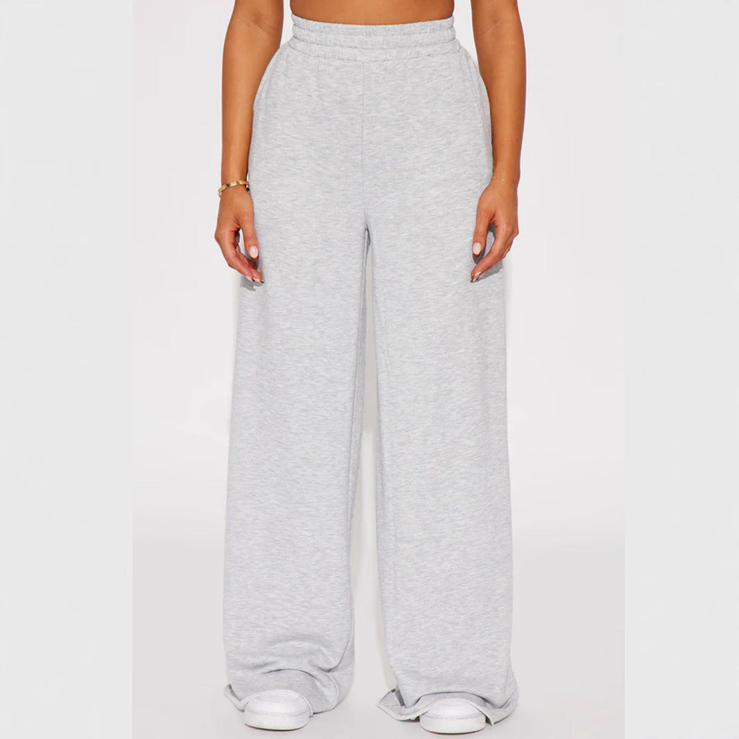 Damen nan High‑Waist Palazzohose aus French-Terry mit weitem Bein, elastischem Komfortbund und offenen Saumkanten Shop Nory