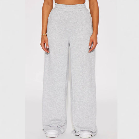 Damen nan High‑Waist Palazzohose aus French-Terry mit weitem Bein, elastischem Komfortbund und offenen Saumkanten Shop Nory