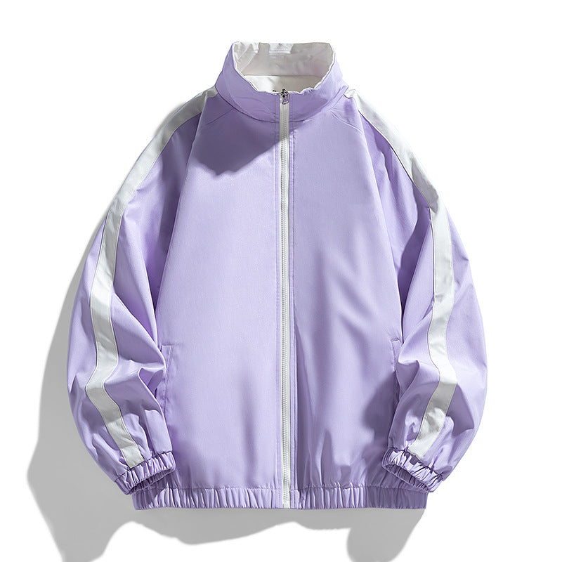 Damen Leichte Oversize-Trainingsjacke mit Stehkragen, Kontraststreifen und elastischem Saum Shop Nory