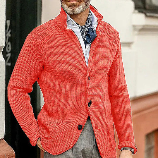 Herren Strickjacke mit Stehkragen und Strukturstrick Shop Nory