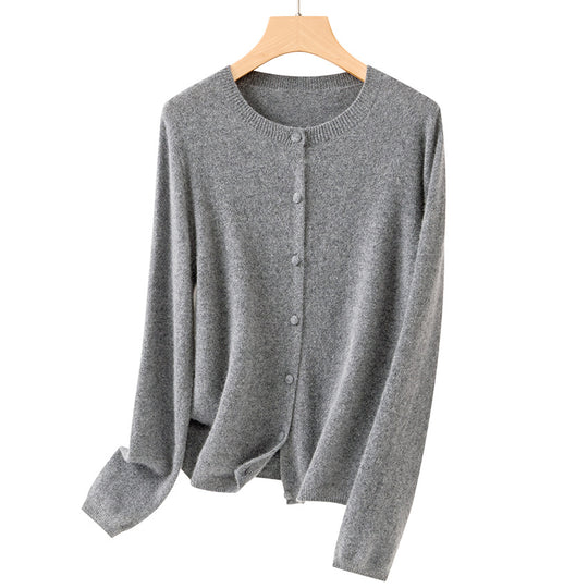Damen Feiner Rundhals-Cardigan aus softem Feinstrick mit durchgehender Knopfleiste Shop Nory