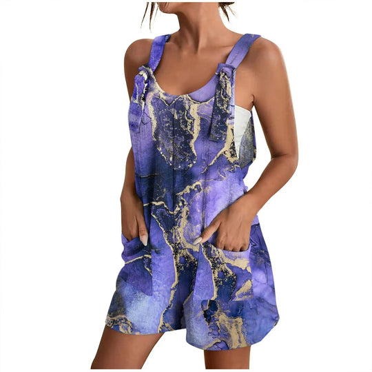 Damen lässiger Overall mit floralem Design und praktischen Taschen