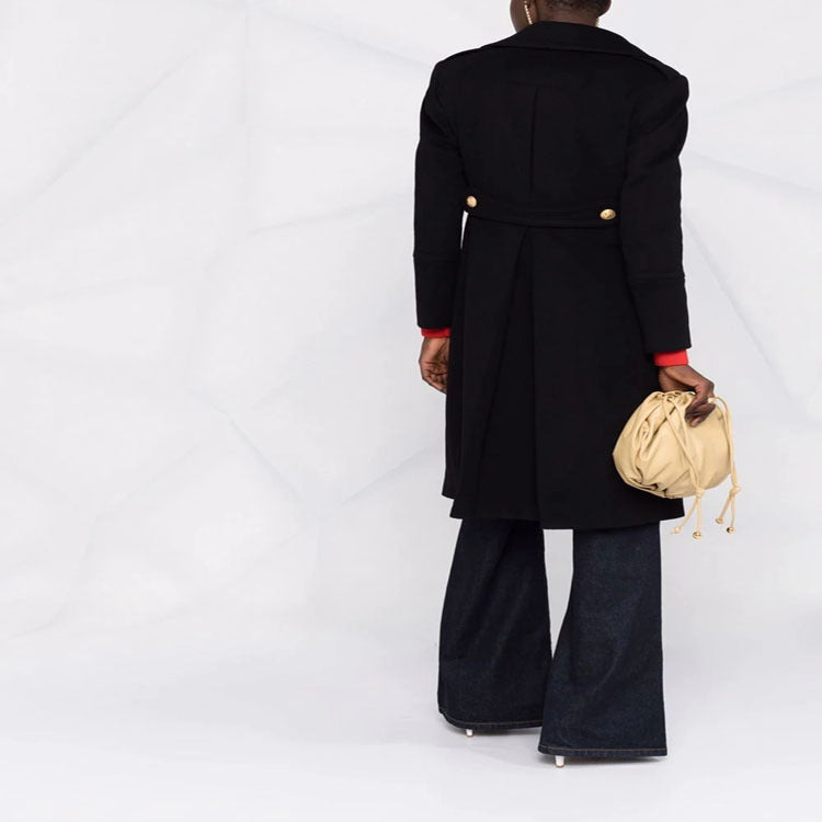Damen Taillierter Doppelreihiger Mantel im Marine-Style mit goldenen Zierknöpfen und Pattentaschen Shop Nory