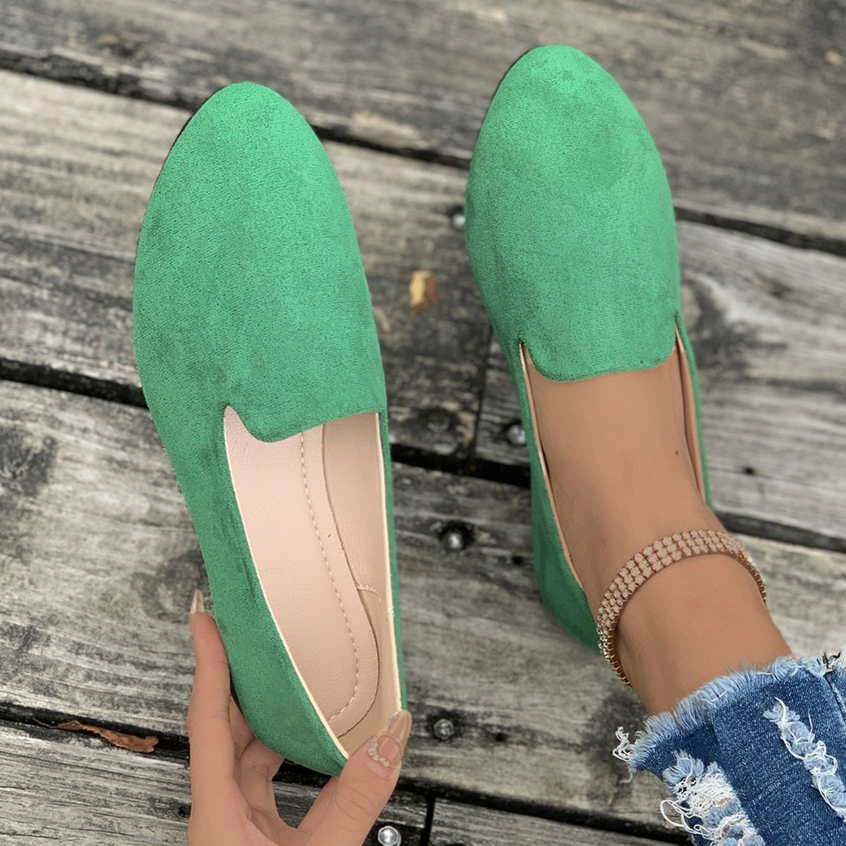 Damen elegante Slipper aus weichem Wildleder Shopnory