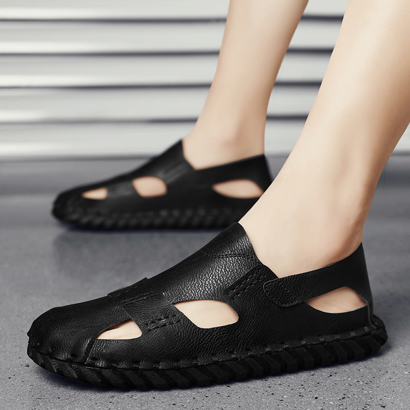 Damen luftige Leder Sandalen