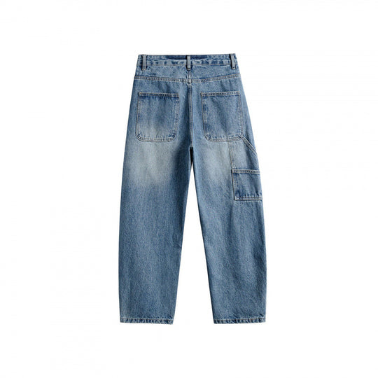 Herren Weite Patchwork-Denim-Jeans im Baggy-Schnitt mit eingesetzten Kniepaneelen Shop Nory