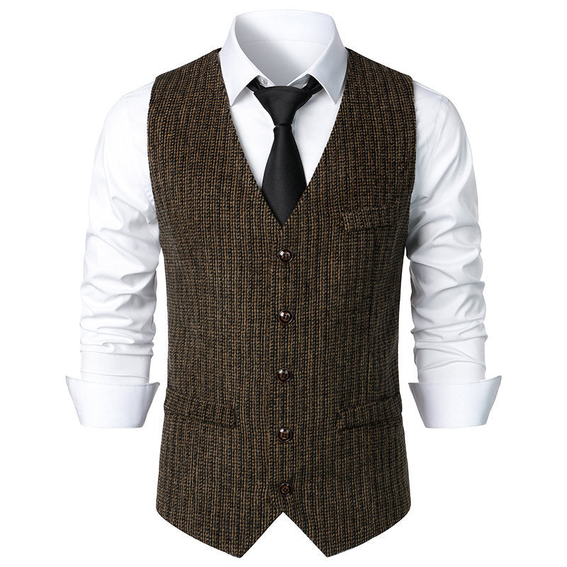 Herren Taillierte Strickweste mit V‑Ausschnitt und durchgehender Knopfleiste Shop Nory