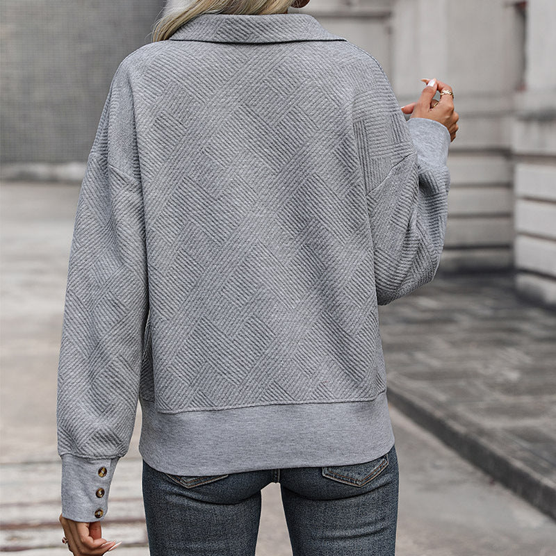 Damen Strukturierter Feinstrick-Pullover mit Polokragen und tiefem V-Ausschnitt Shop Nory