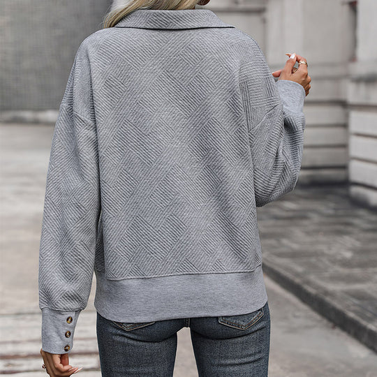 Damen Strukturierter Feinstrick-Pullover mit Polokragen und tiefem V-Ausschnitt Shop Nory