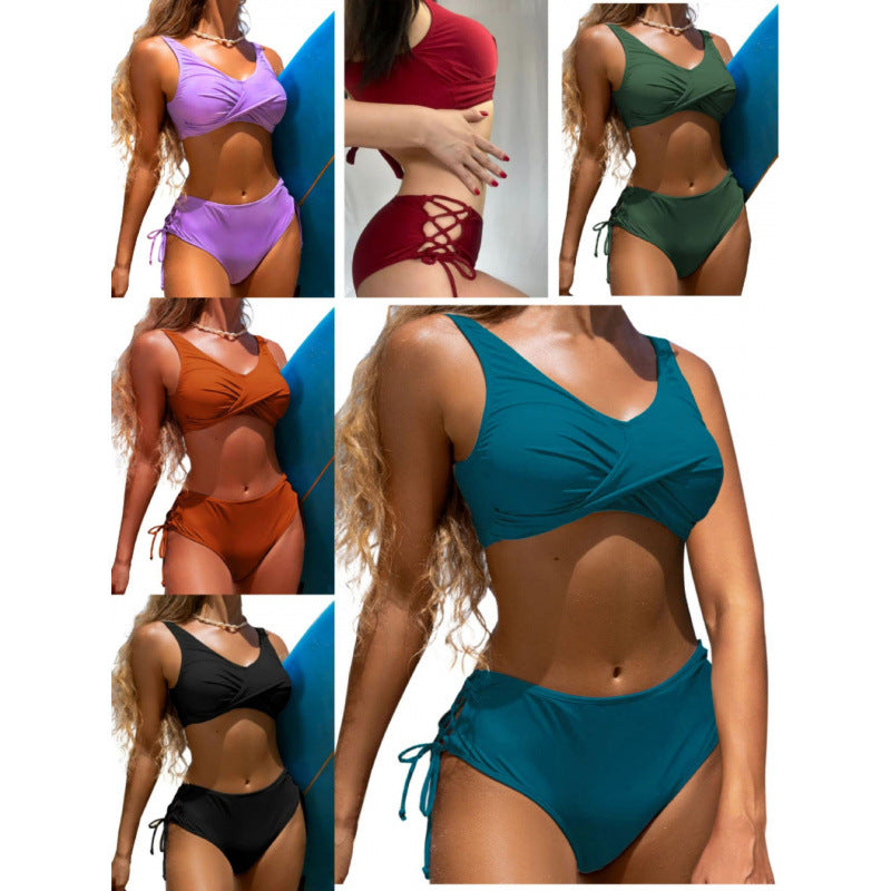 Damen Hochgeschnittener Bikini mit raffiniertem Wickeldetail