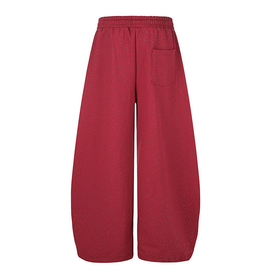 Damen Extraweite Palazzo‑Sweathose im Glitzer‑Nep mit Elastikbund, Kordelzug und Stern‑Script‑Print Shop Nory