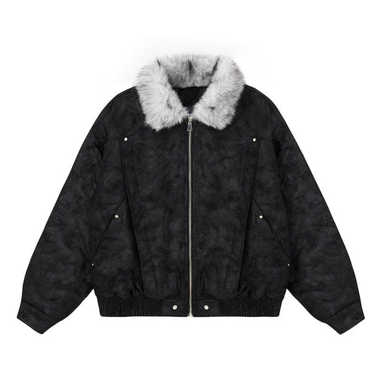 Damen Oversize-Bomberjacke mit Kunstfellkragen und elastischem Saum Shop Nory