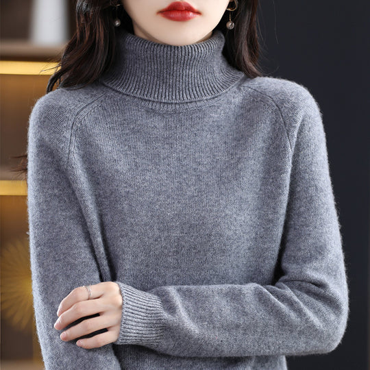 Damen Weicher Hochkragen-Pullover aus flauschigem Wollmix mit Raglanärmeln Shop Nory