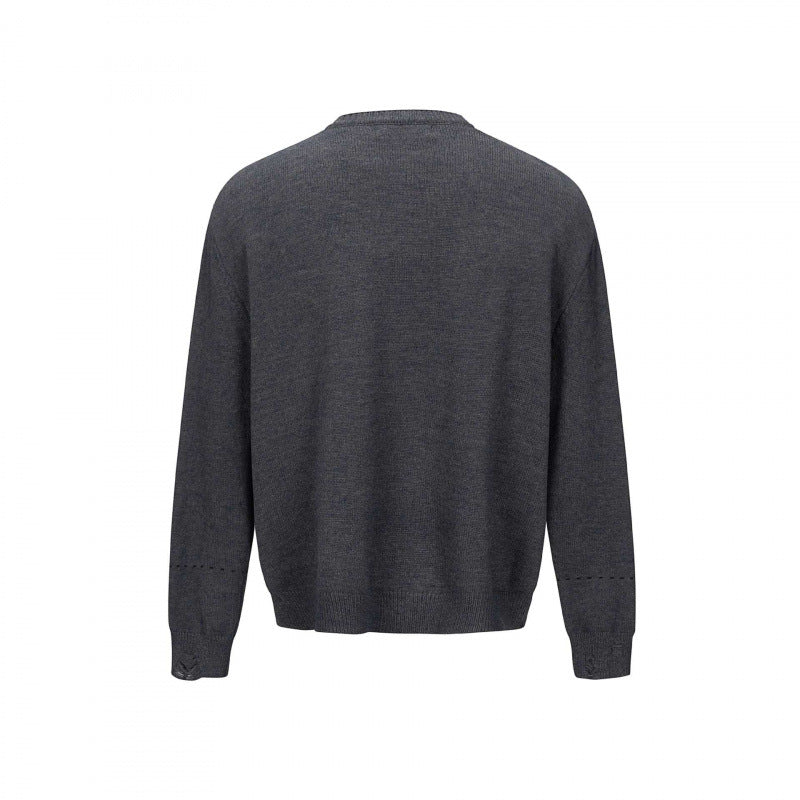 Unisex Boxy Strick-Cardigan mit Rundhals, durchgehender Knopfleiste und gerippten Abschlüssen Shop Nory