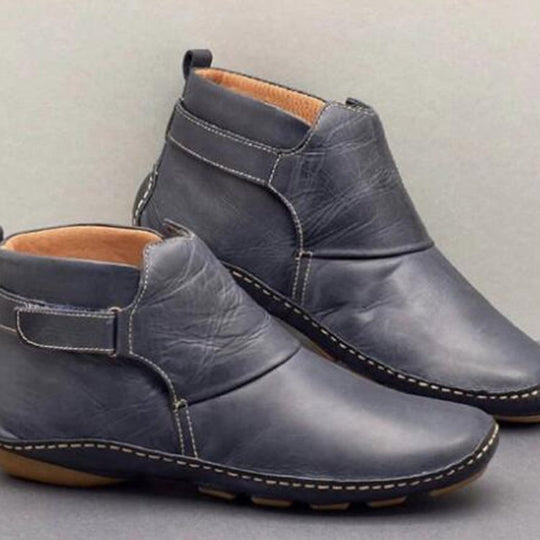 Damen Weiche Leder‑Stiefelette mit Klettverschluss, ergonomischer Laufsohle und gepolstertem Fußbett Shop Nory