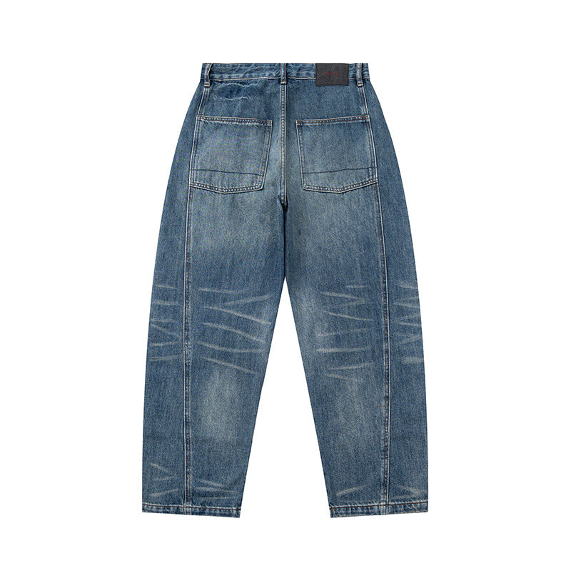 Damen Hochtaillierte Denimhose im weiten, verkürzten Schnitt mit Used‑Effekt und aufgesetzten Fronttaschen Shop Nory
