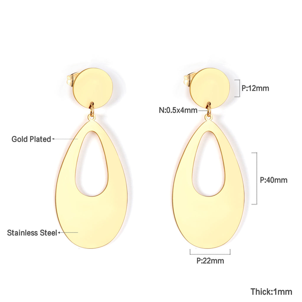 Damen Ohrringe mit elegantem, doppellagigem Rechteckdesign aus Edelstahl und goldplattierter Oberfläche Shop Nory
