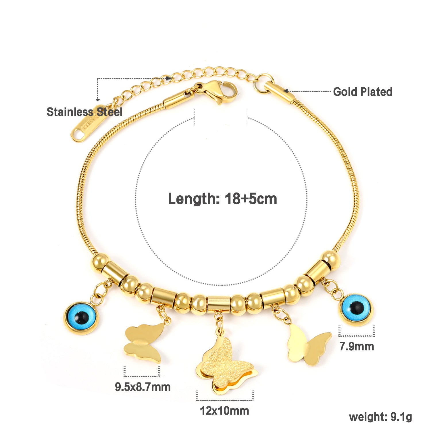 Damen Armband mit farbenfrohen Perlen und hochwertiger Edelstahl-Kette Shop Nory