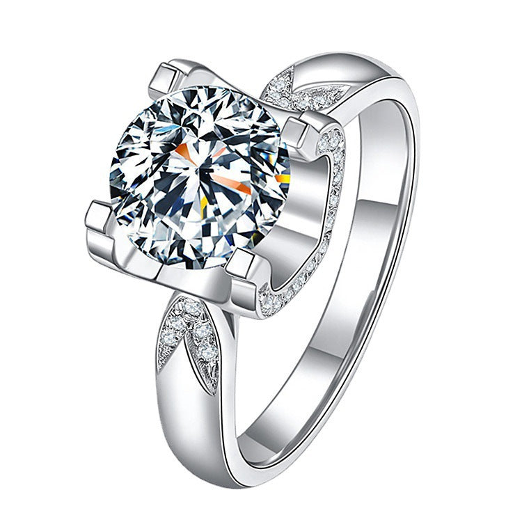 Damen eleganter Solitär-Ring mit funkelndem Kristallbesatz Shop Nory