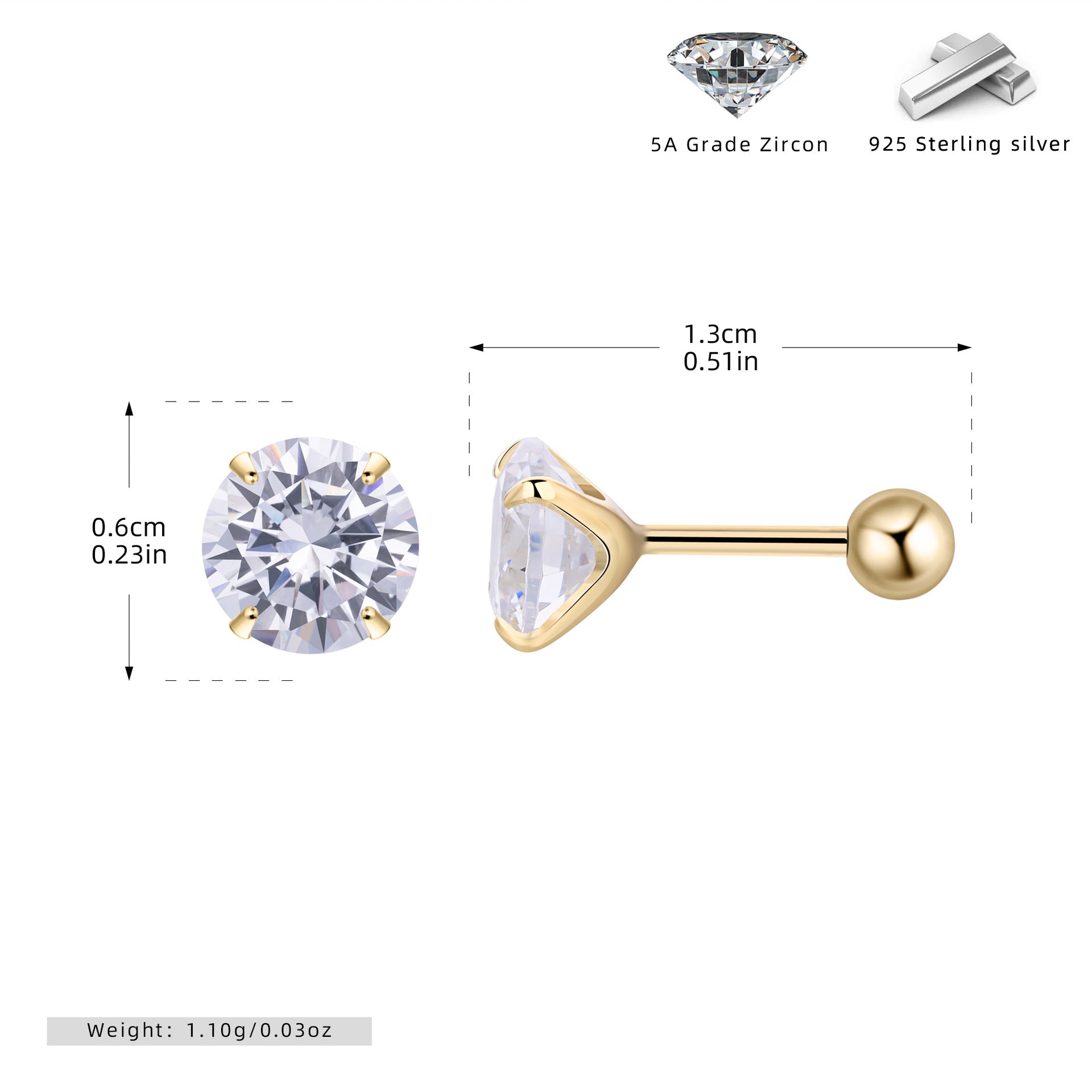 Damen Ohrstecker mit funkelndem Zirkon und hochwertigem 925 Sterling Silber Shop Nory