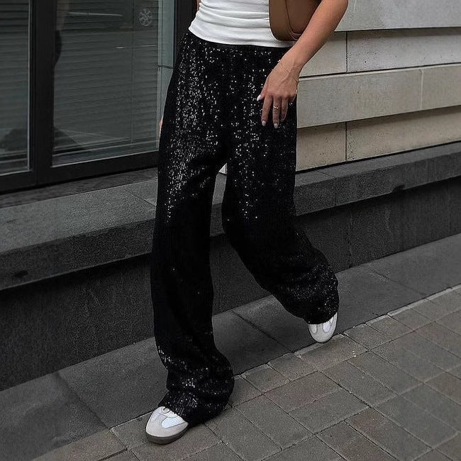 Damen Glitzernde Palazzo-Hose