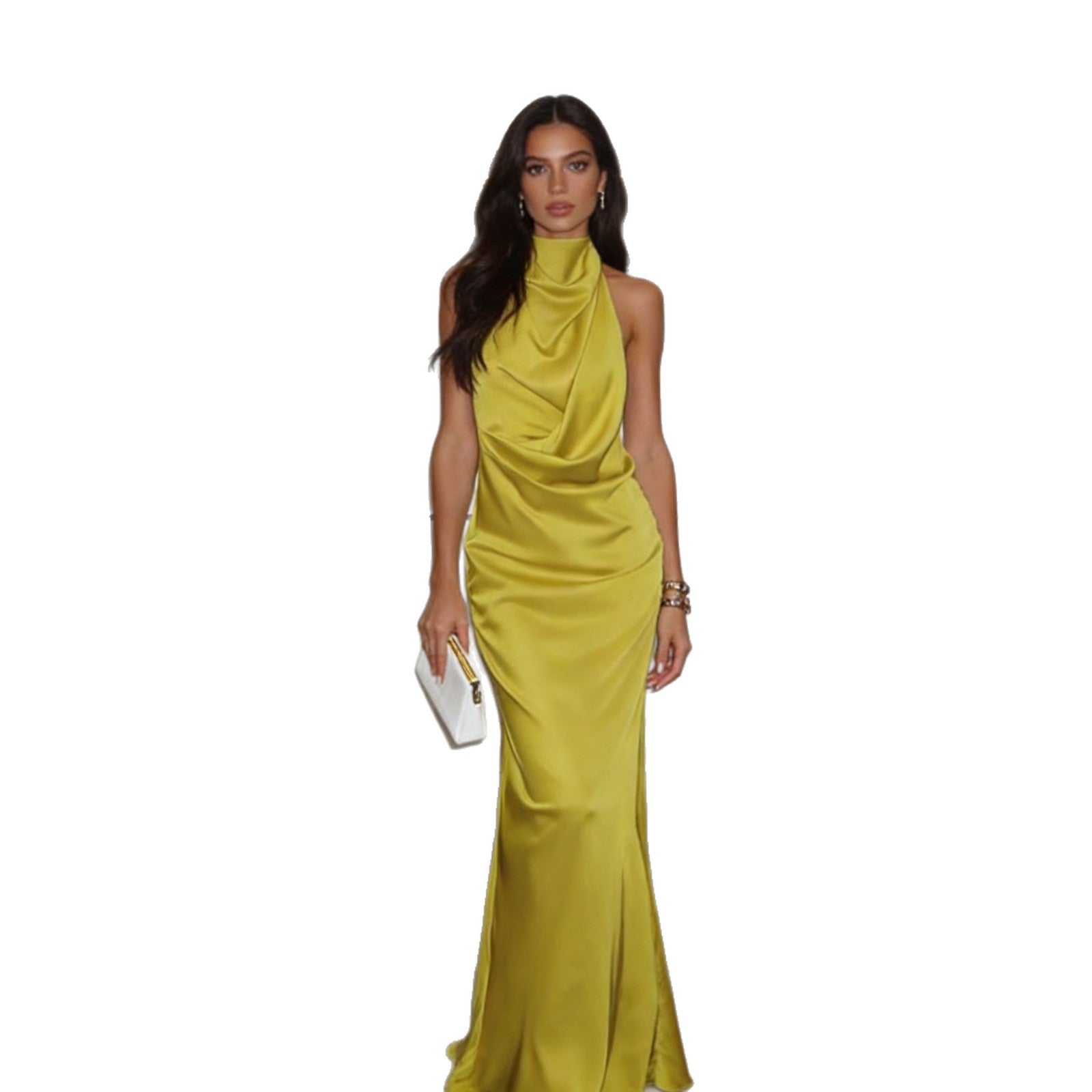 Damen Elegantes Abendkleid mit asymmetrischem Kragen Shopnory