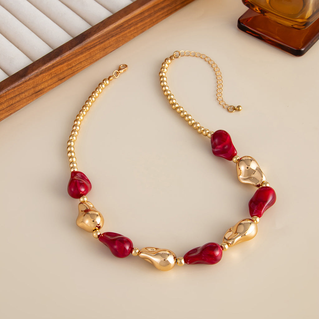 Damen elegante und modische Kette mit goldenen und türkisfarbenen Elementen Shop Nory
