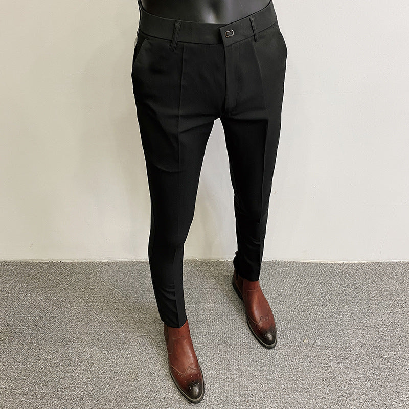 Herren taillierte Chino-Anzughose mit Bügelfalte, Stretchkomfort und verdecktem Hakenverschluss Shop Nory