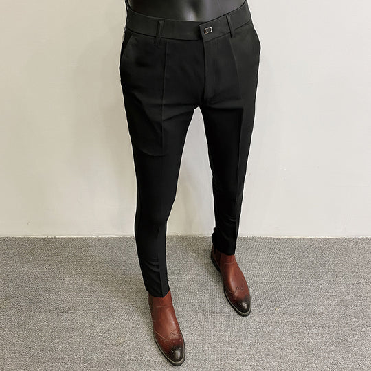 Herren taillierte Chino-Anzughose mit Bügelfalte, Stretchkomfort und verdecktem Hakenverschluss Shop Nory