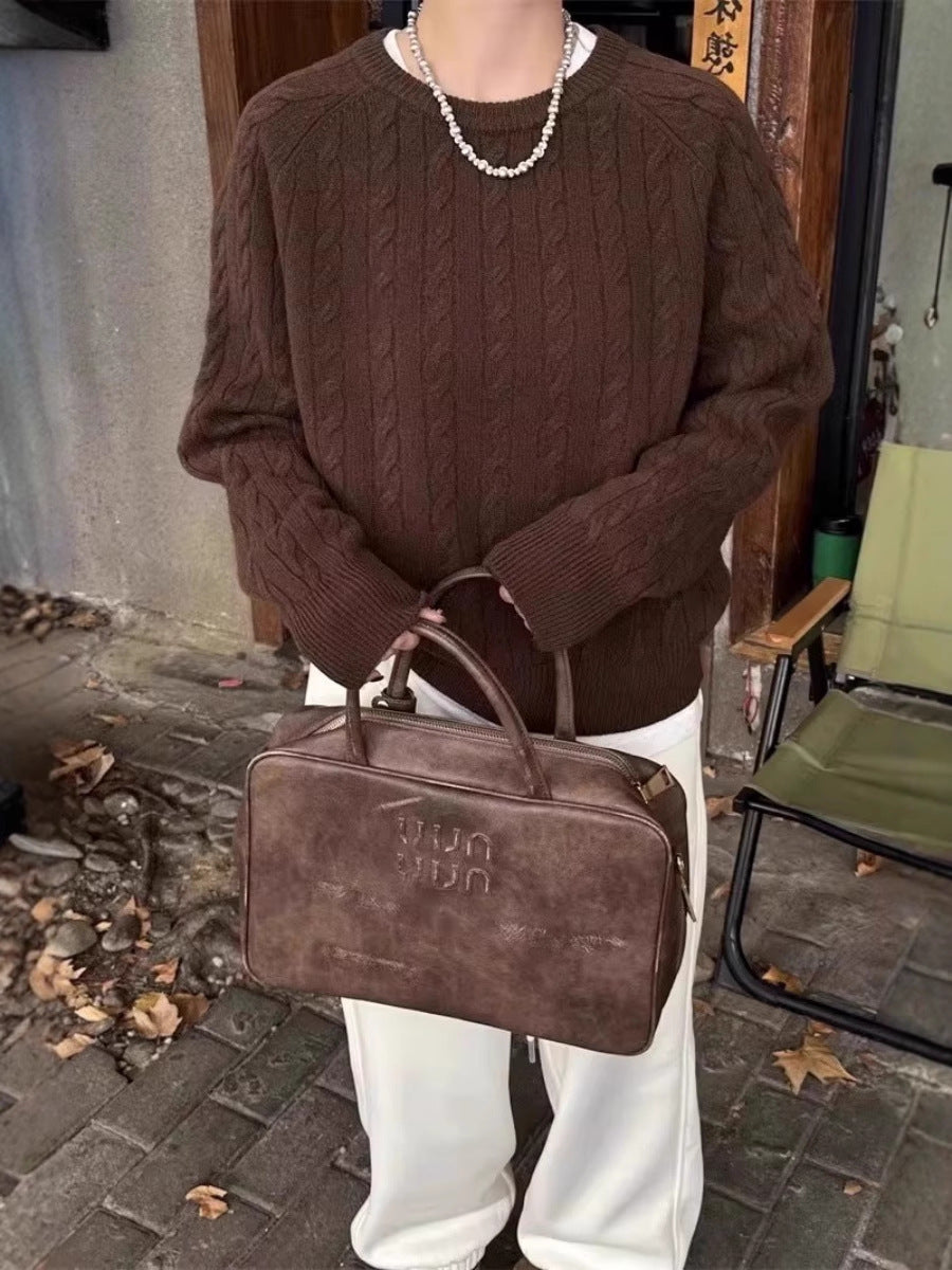 Damen Zopfstrick-Pullover aus Baumwoll-Mix mit legerer Oversize-Silhouette Shop Nory