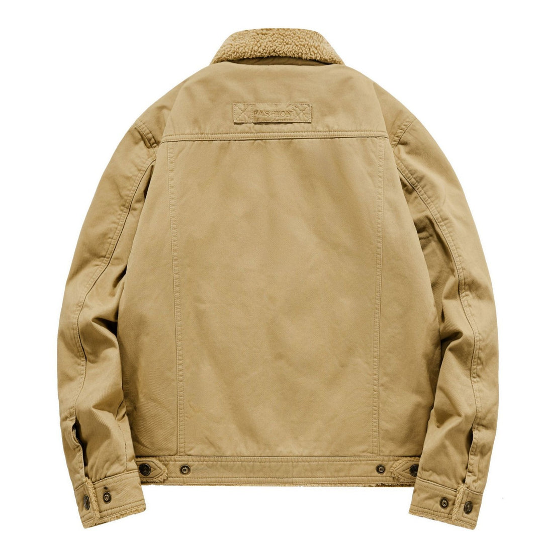 Herren Canvas-Fieldblouson mit Sherpa‑Fütterung, wärmender Teddyinnenlage und Utility-Brusttaschen Shop Nory