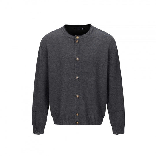 Unisex Boxy Strick-Cardigan mit Rundhals, durchgehender Knopfleiste und gerippten Abschlüssen Shop Nory