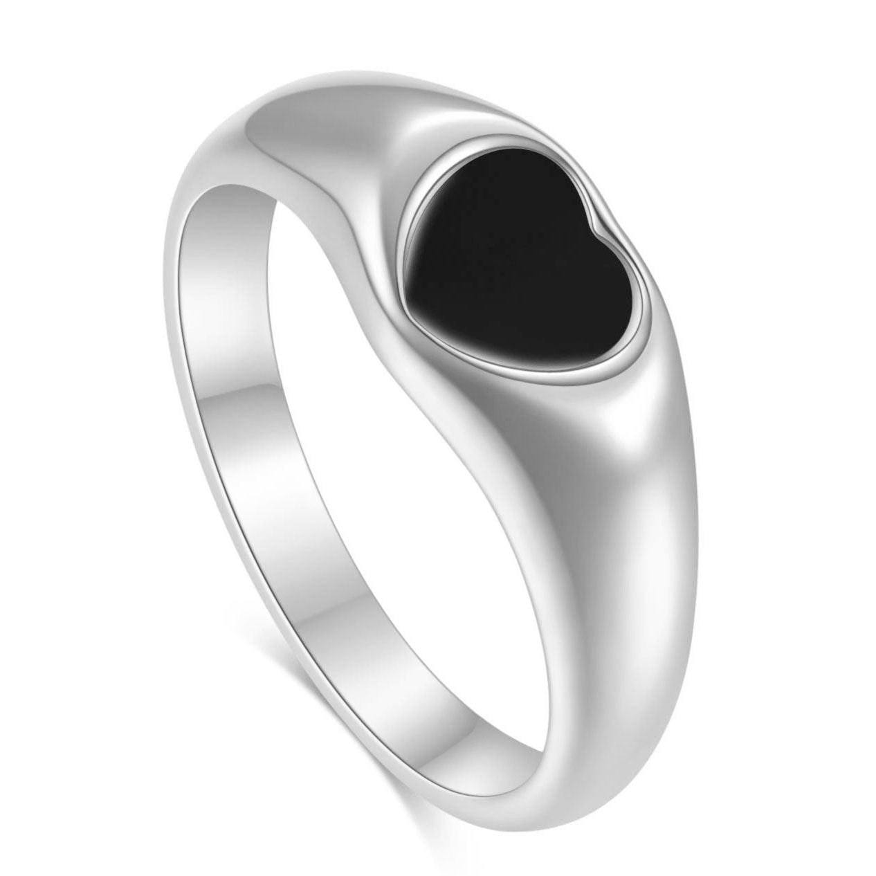Damen modischer Ring mit herzförmigem Onyx-Einsatz Shop Nory