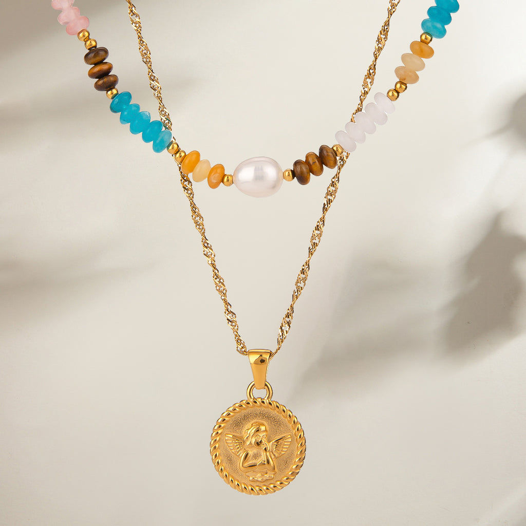 Damen Halskette mit kunstvollem Engel-Anhänger aus hochwertigem Edelstahl Shop Nory