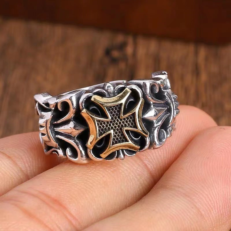 Herrenring mit kunstvollem Kreuzdesign Shop Nory