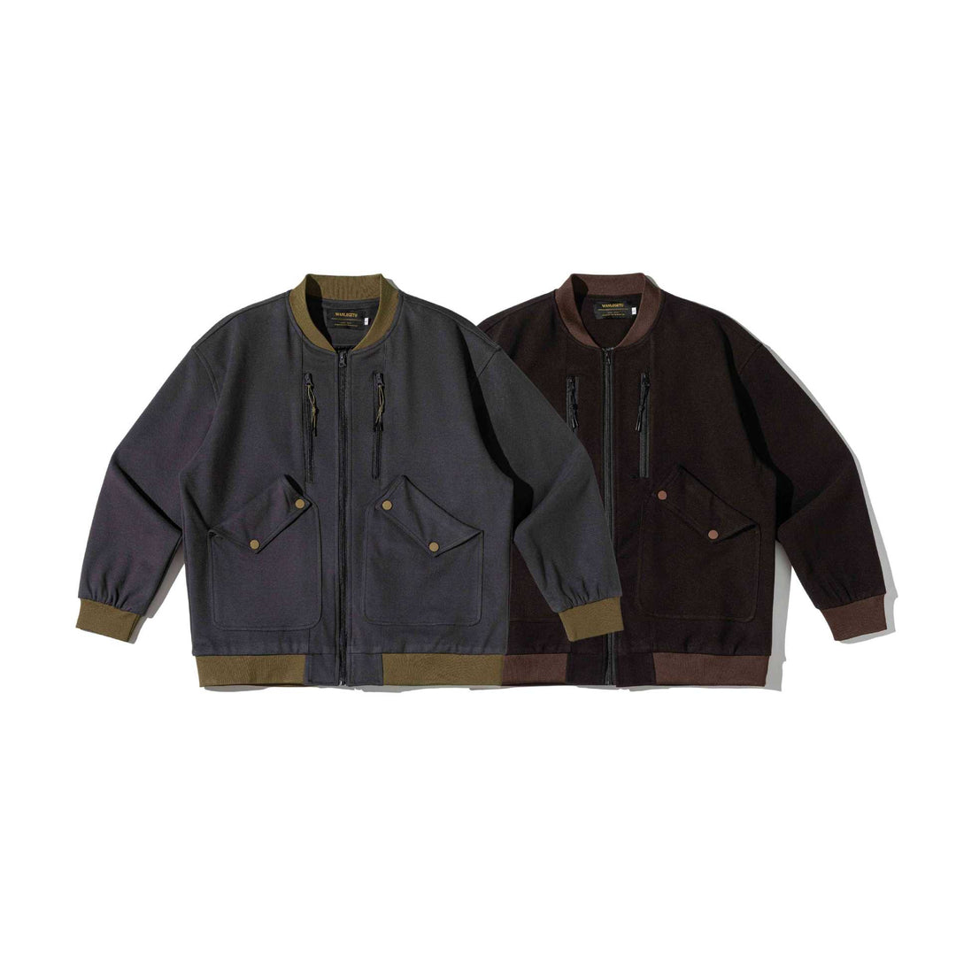 Herren Kurz geschnittene Utility‑Bomberjacke mit Pattentaschen und Doppel‑Brustzip Shop Nory