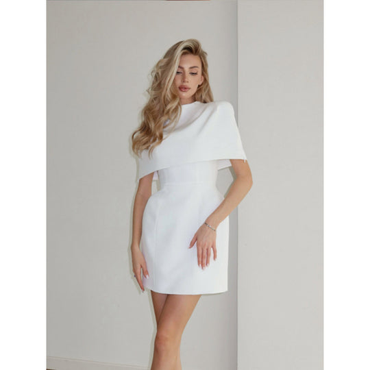 Damen Cape-Minikleid mit Stehkragen und taillierter Korsage Shop Nory