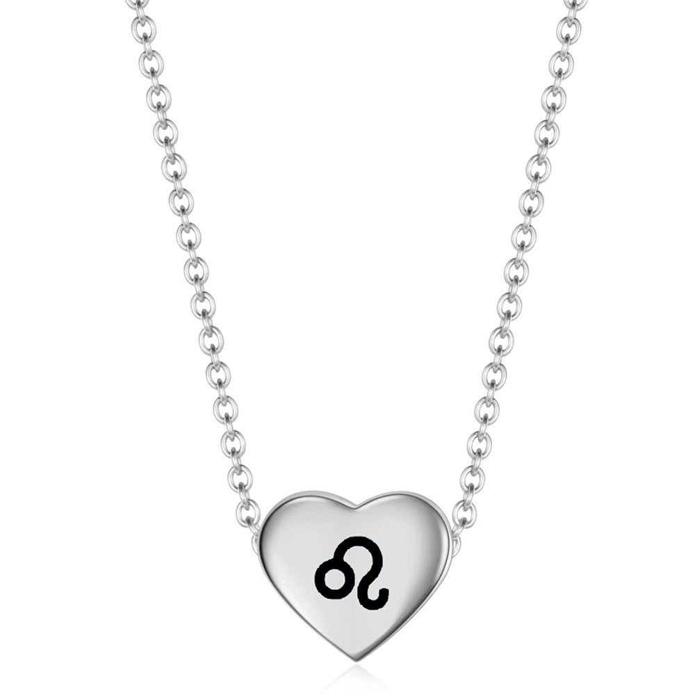 Damen Halskette mit gravierbarem Herzanhänger und astrologischem Symbol Shop Nory