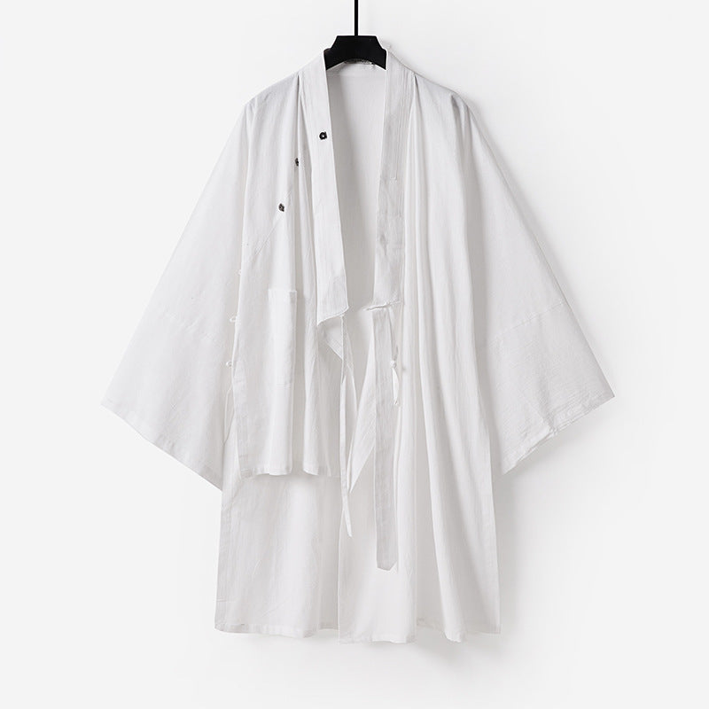 Unisex Oversize-Kimono-Mantel aus Baumwollmix mit weitem Schnitt und Bindegürtel Shop Nory