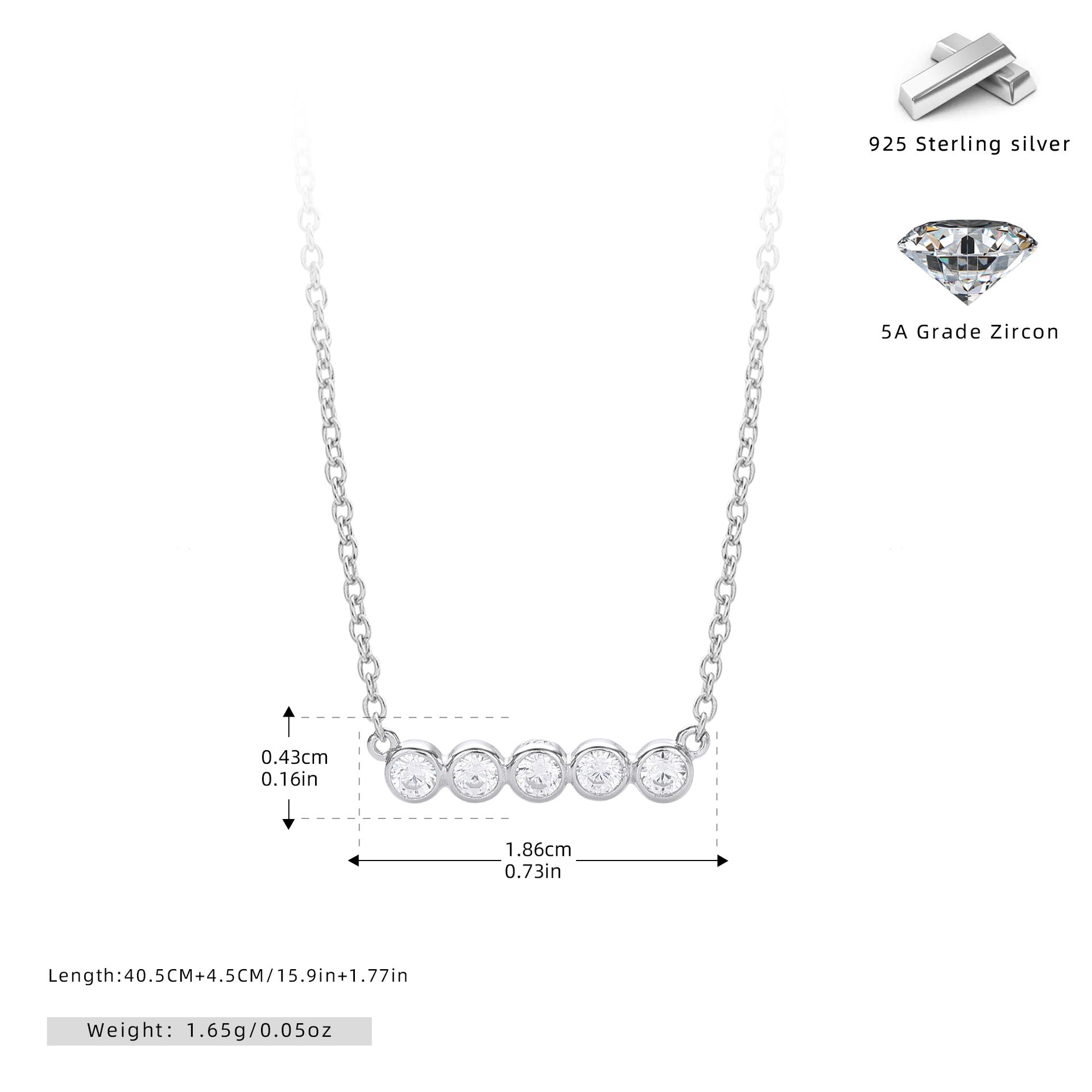 Damen Halskette aus 925 Sterling Silber mit funkelnden Zirkonia Shop Nory