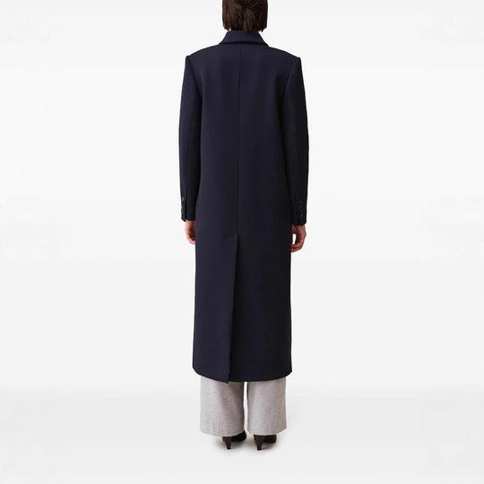 Damen langer minimalistischer Mantel mit geradem Schnitt und Hemdkragen Shop Nory