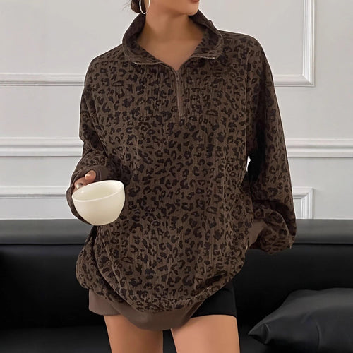 Damen Gemusterter Oversized Pullover mit Stehkragen Shop Nory