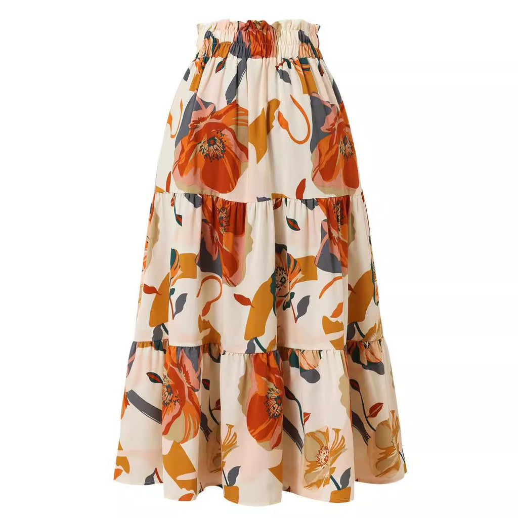 Damen Maxi-Rock mit Blumenmuster