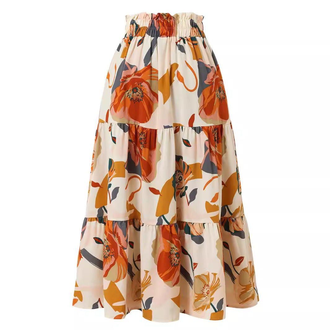 Damen Maxi-Rock mit Blumenmuster